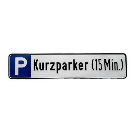 Aluminium-Parkschild „Parkplatz Kurzparker 15 Min.“