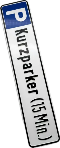 Aluminium-Parkschild „Parkplatz Kurzparker 15 Min.“
