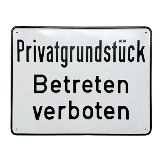 Aluminium-Hinweisschild „Privatgrundstück Betreten verboten!“