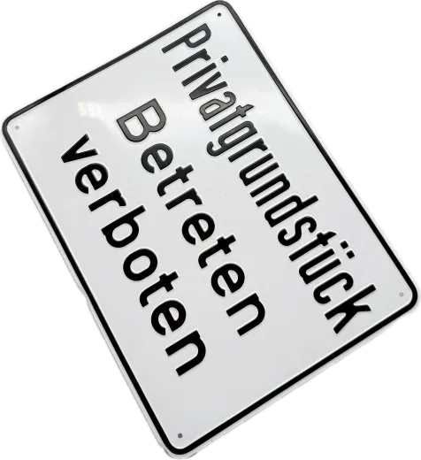 Aluminium-Hinweisschild „Privatgrundstück Betreten verboten!“