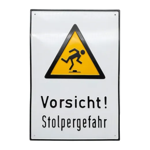 Aluminium-Warnschild „Vorsicht! Stolpergefahr“