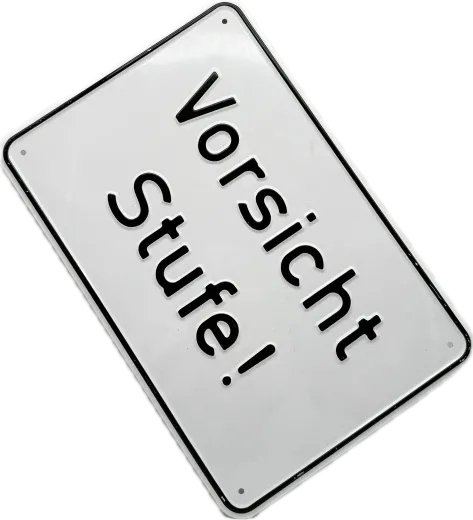 Aluminium-Hinweisschild „Vorsicht Stufe!“