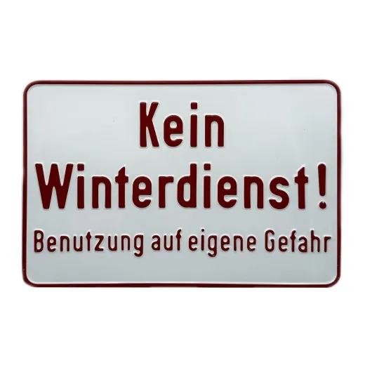 Aluminium-Hinweisschild „Kein Winterdienst! Benutzung auf eigene Gefahr“