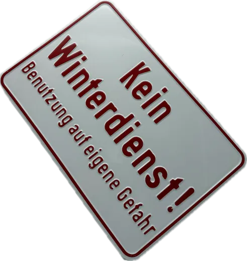 Aluminium-Hinweisschild „Kein Winterdienst! Benutzung auf eigene Gefahr“