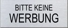 Briefkastenschild Bitte keine Werbung Format 60 x 25 mm, selbstklebend