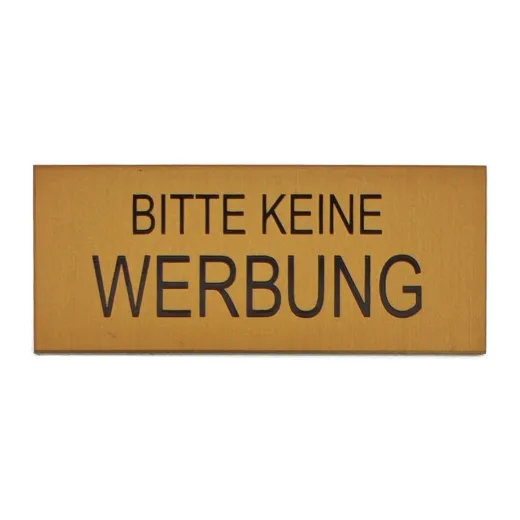 Briefkastenschild Bitte keine Werbung Format 60 x 25 mm, selbstklebend gold-glänzend