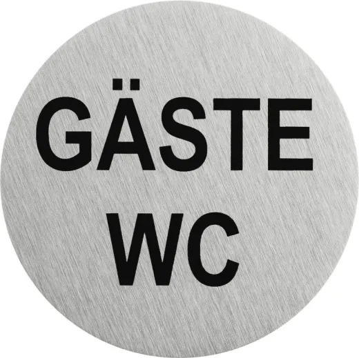 Edelstahlpiktogramm Gäste WC Format Ø 75 mm, selbstklebend