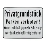 Aluminium-Hinweisschild „Privatgrundstück Parken verboten!“