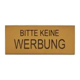 Briefkastenschild Bitte keine Werbung Format 60 x 25 mm, selbstklebend gold-glänzend