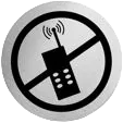 Edelstahlpiktogramm Handyverbot Format Ø 60 mm, selbstklebend