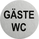 Edelstahlpiktogramm Gäste WC Format Ø 75 mm, selbstklebend