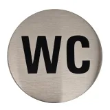 Edelstahlpiktogramm „WC“, Format Ø 75 mm, selbstklebend