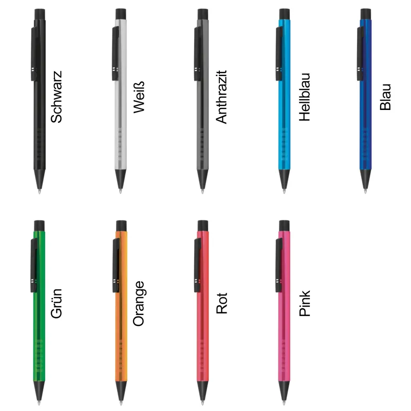 Kugelschreiber Metallic mit schwarzem Clip - 25 Stück