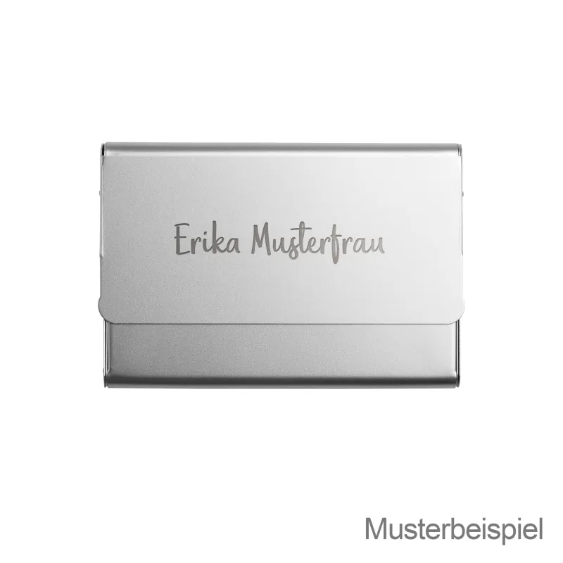 Visitenkartenetui Metall-Silber - 10 Stück