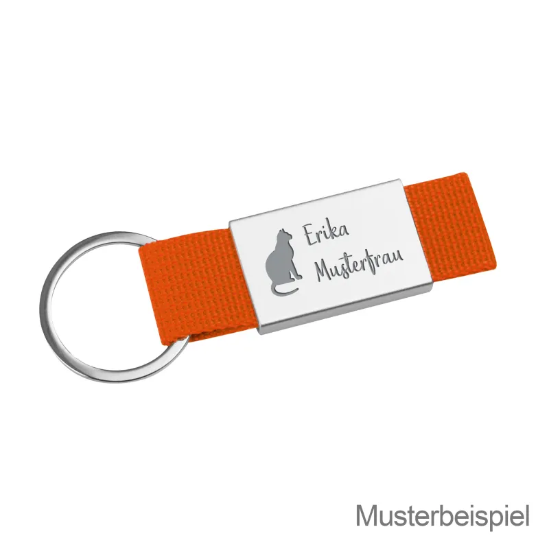 Schlüsselanhänger mit farbigem Stoffbändchen - 10 Stück