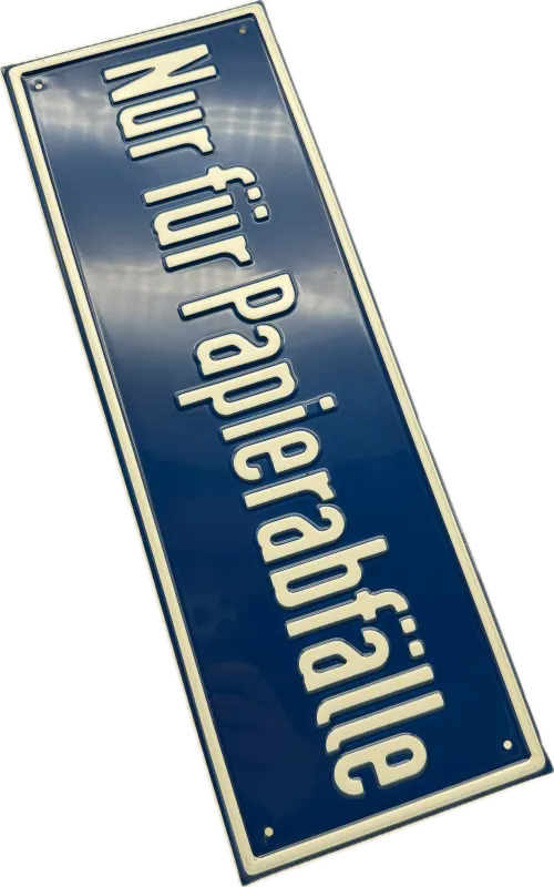 Aluminium-Hinweisschild ,,Nur für Papierabfälle"