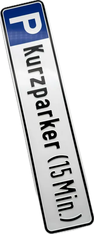 Aluminium-Parkschild „Parkplatz Kurzparker 15 Min.“