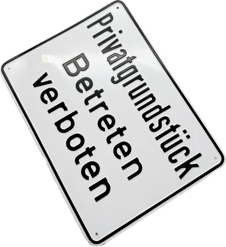 Aluminium-Hinweisschild „Privatgrundstück Betreten verboten!“