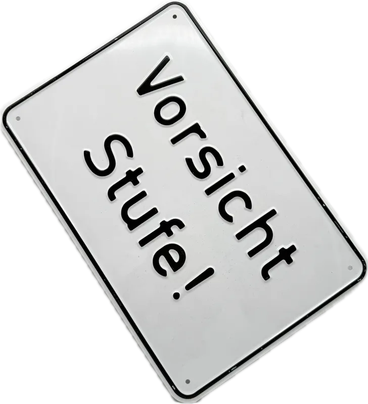 Aluminium-Hinweisschild „Vorsicht Stufe!“