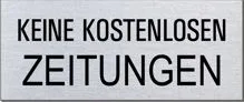 Briefkastenschild Keine Kostenlosen Zeitungen Format 60 x 25 mm, selbstklebend