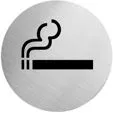 Edelstahlpiktogramm „Rauchen erlaubt“, Format Ø 75 mm, selbstklebend
