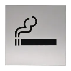 Edelstahlpiktogramm „Rauchen erlaubt“, Format 80 × 80 mm, selbstklebend